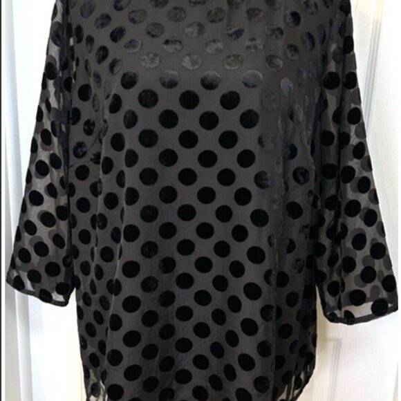 TALBOTS VELVET BURNOUT DOT TOP - Picture 2 of 3
